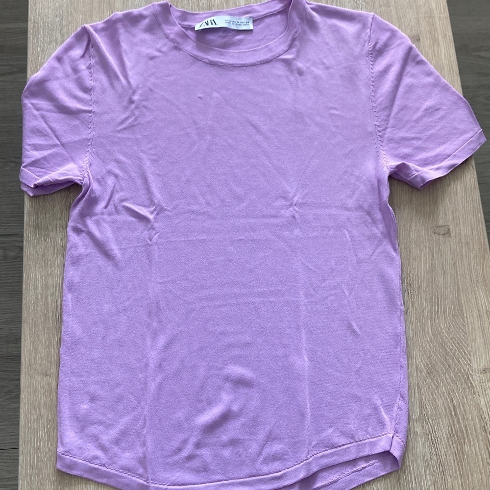 Zara Lilac Short Sleeve Top - Picture 1 of 6